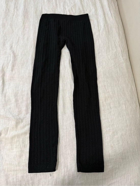 None Pants - Black Ribbed Knit Leggings